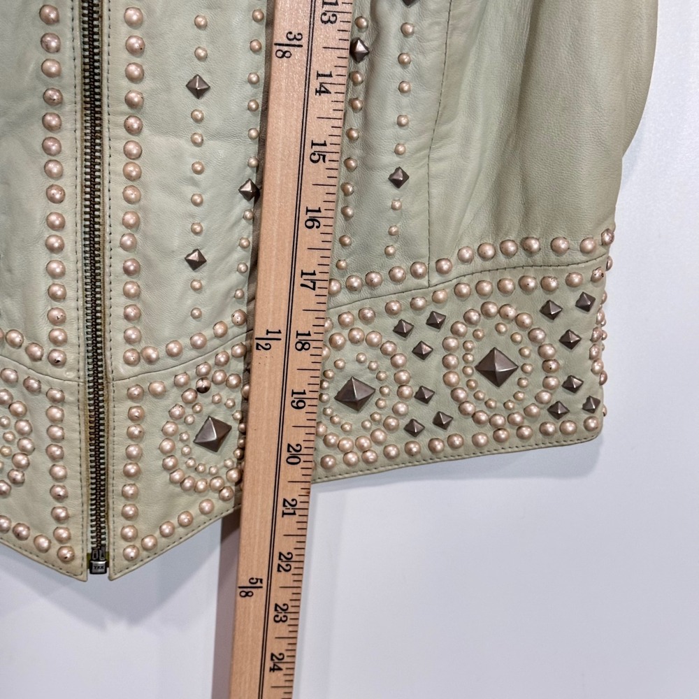 Double D Ranch Vest Women S Green Studded Leather Old Money Western Festival - Picture 7 of 8